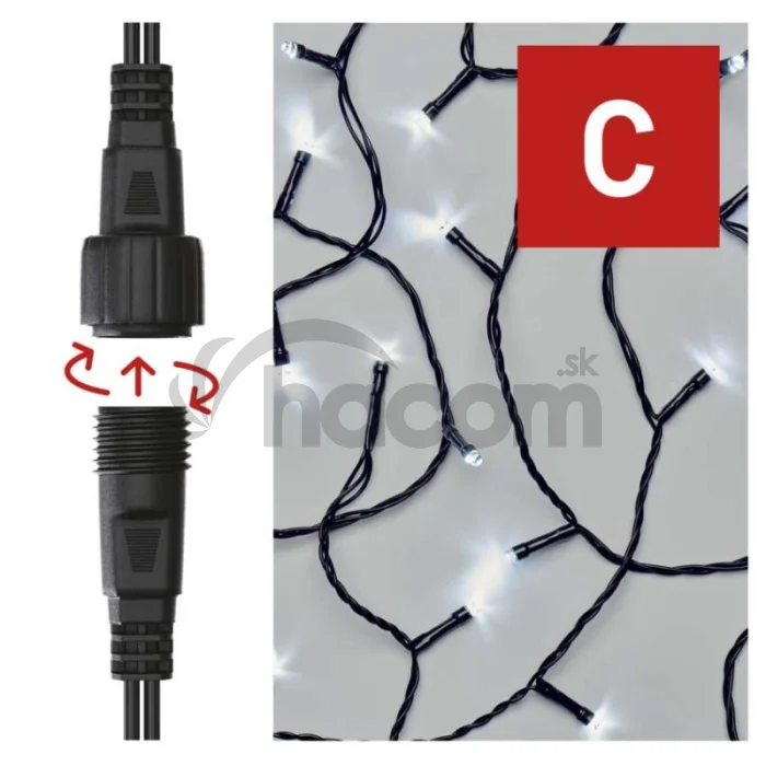 Standard LED spojovacia vianočná reťaz, 10 m, vonkaj. aj vnútor., studená biela
