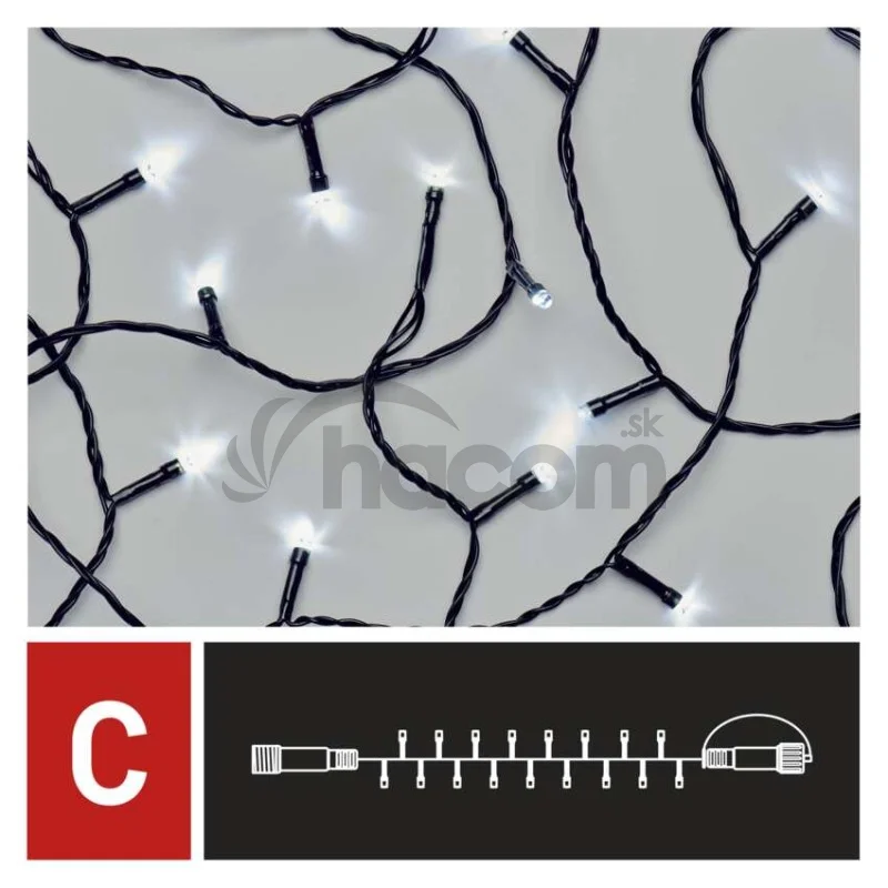 Standard LED spojovacia vianočná reťaz, 10 m, vonkaj. aj vnútor., studená biela