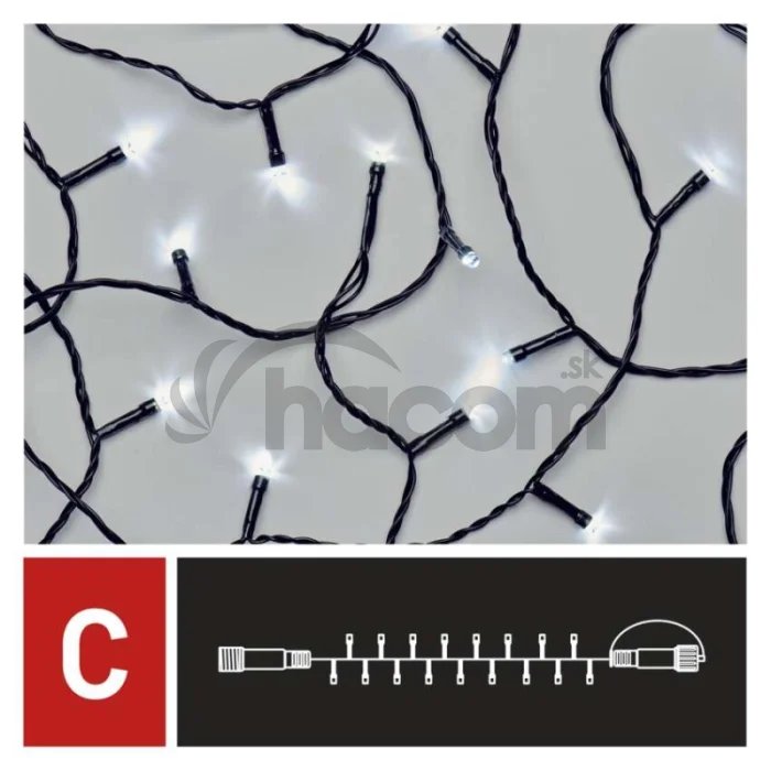 Standard LED spojovacia vianočná reťaz, 10 m, vonkaj. aj vnútor., studená biela