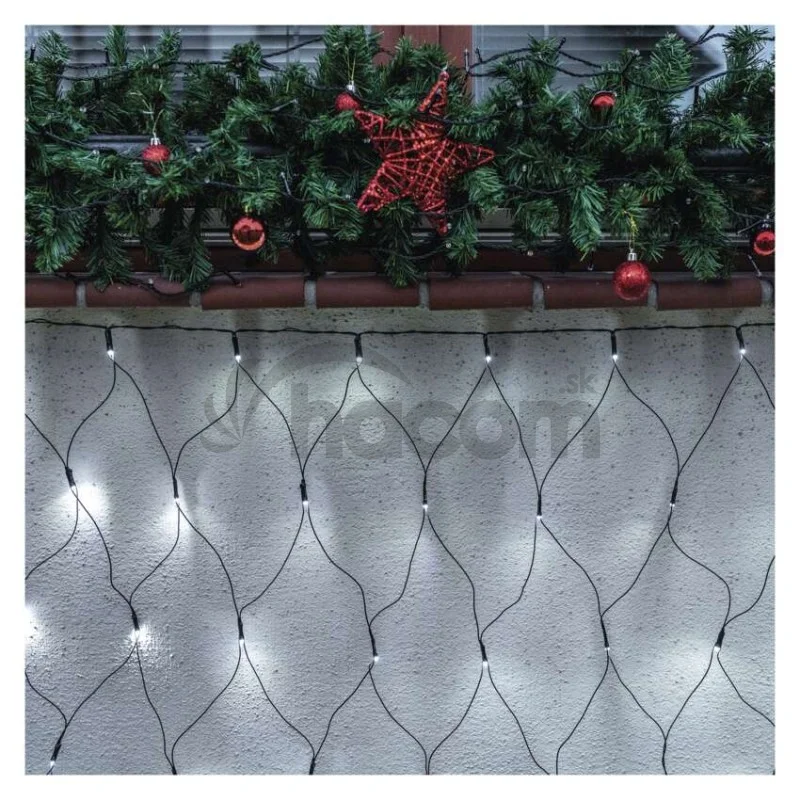 Standard LED spojovacia vianočná reťaz – sieť, 1,5x2 m, vonkajšia, studená biela