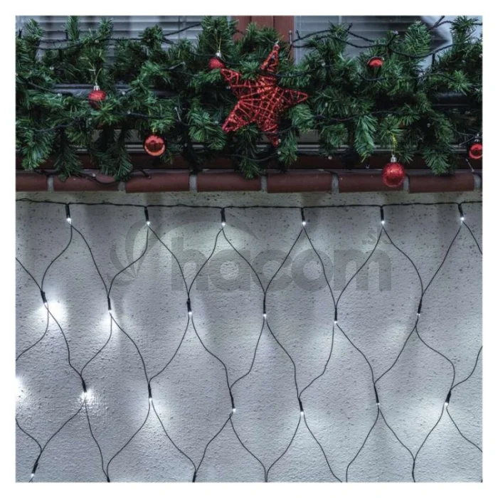Standard LED spojovacia vianočná reťaz – sieť, 1,5x2 m, vonkajšia, studená biela