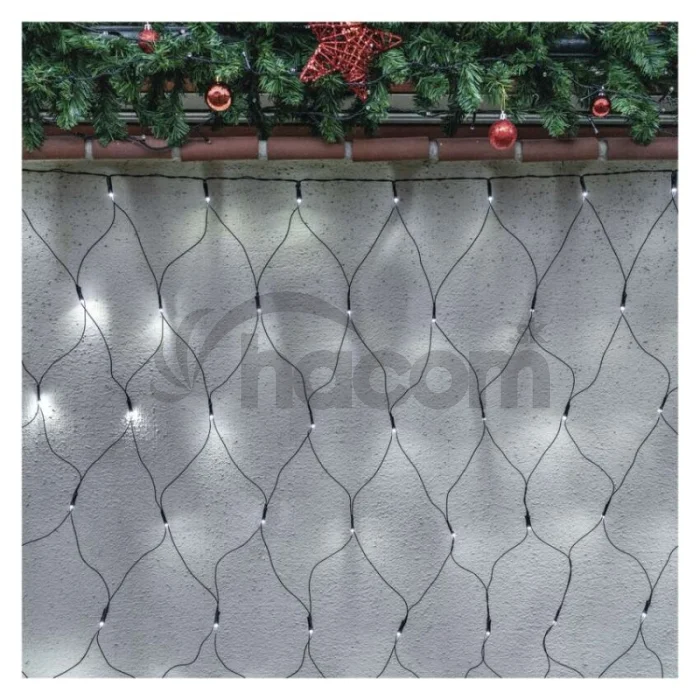 Standard LED spojovacia vianočná reťaz – sieť, 1,5x2 m, vonkajšia, studená biela