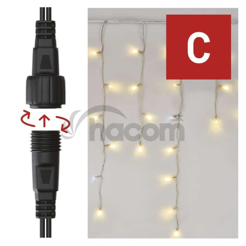 Standard LED spoj. reťaz blikajúca – cencúle, 2,5 m, vonkajšia, teplá/studená biela