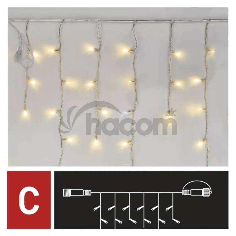 Standard LED spoj. reťaz blikajúca – cencúle, 2,5 m, vonkajšia, teplá/studená biela
