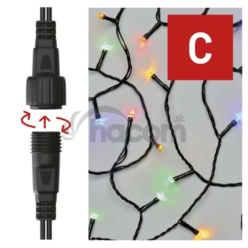 Standard LED spojovacia vianočná reťaz, 10 m, vonkajšia aj vnútorná, multicolor