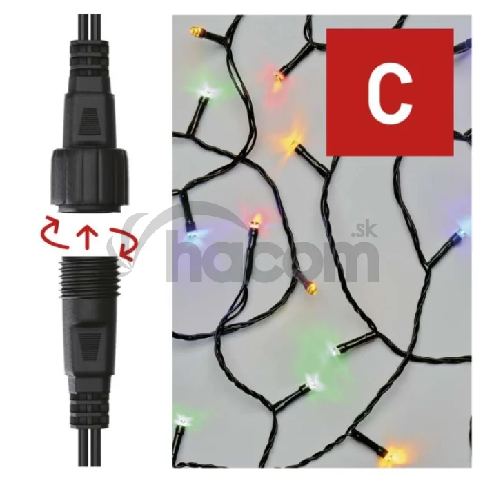 Standard LED spojovacia vianočná reťaz, 10 m, vonkajšia aj vnútorná, multicolor