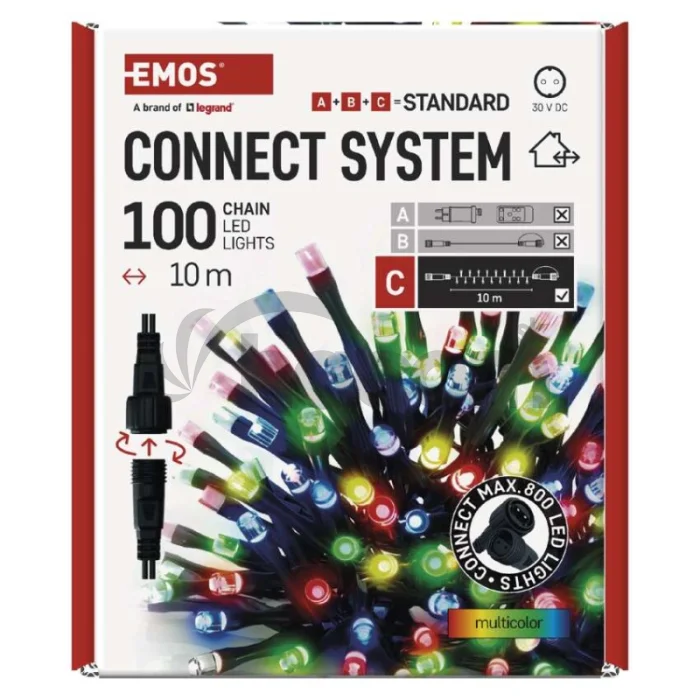 Standard LED spojovacia vianočná reťaz, 10 m, vonkajšia aj vnútorná, multicolor