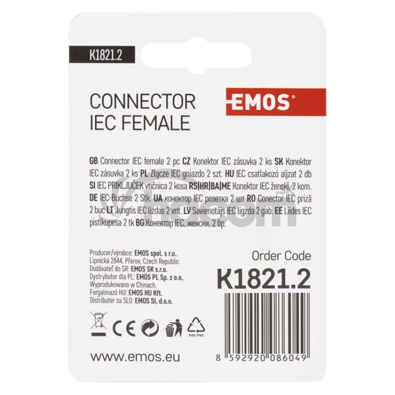 Konektor IEC zásuvka zacvakávací uhlový