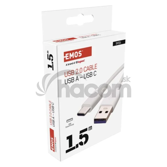 Nabíjací a dátový kábel USB-A 2.0 / USB-C 2.0, 1,5 m, biely