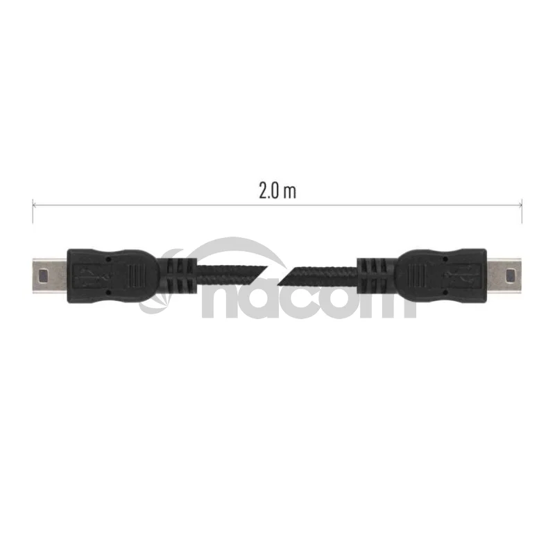 Nabíjací a dátový kábel USB-A 2.0 / mini USB-B 2.0, 2 m, čierny