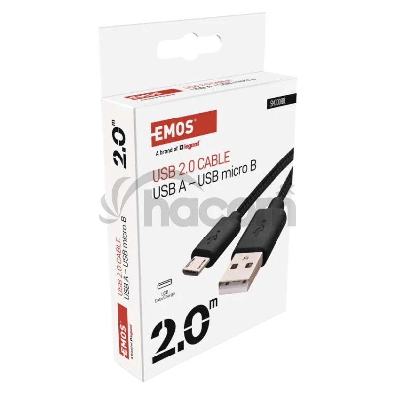 Nabíjací a dátový kábel USB-A 2.0 / micro USB-B 2.0, 2 m, čierny