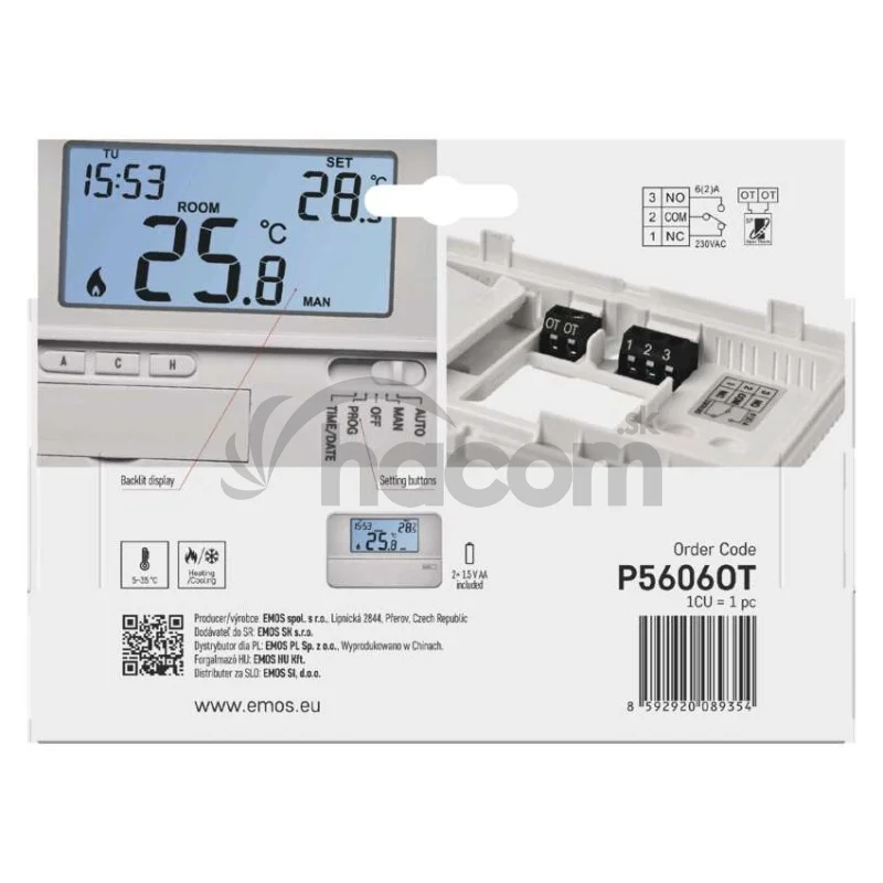 Izbový programovateľný drôtový OpenTherm termostat P5606OT