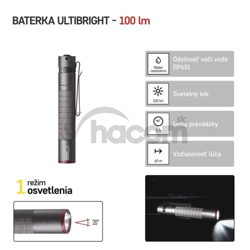 CREE LED kovové svietidlo Ultibright 50, 100lm, 1xAAA