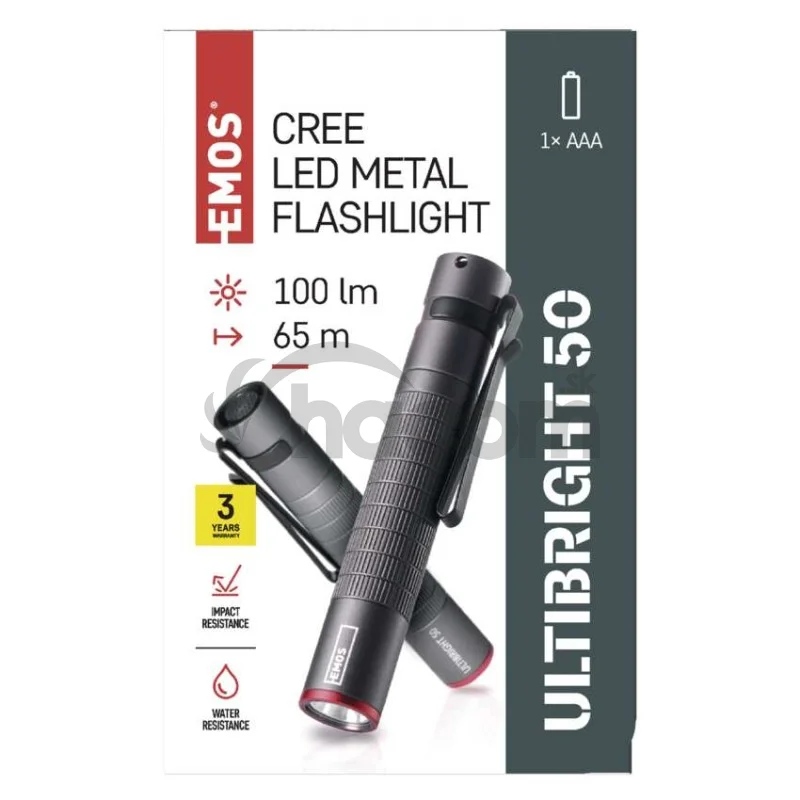 CREE LED kovové svietidlo Ultibright 50, 100lm, 1xAAA