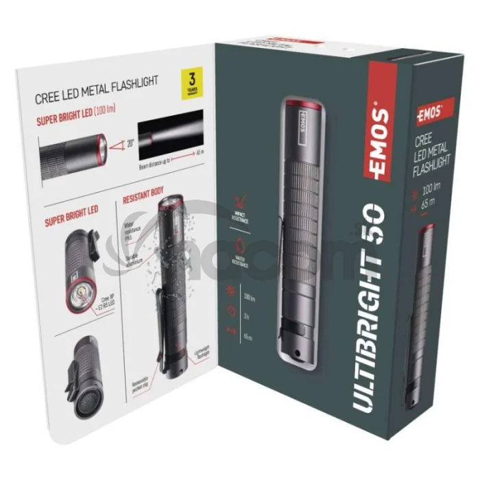 CREE LED kovové svietidlo Ultibright 50, 100lm, 1xAAA