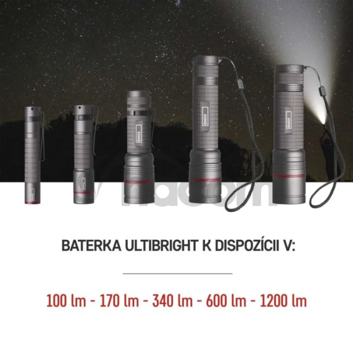 CREE LED kovové svietidlo Ultibright 60, 170lm, 1xAA