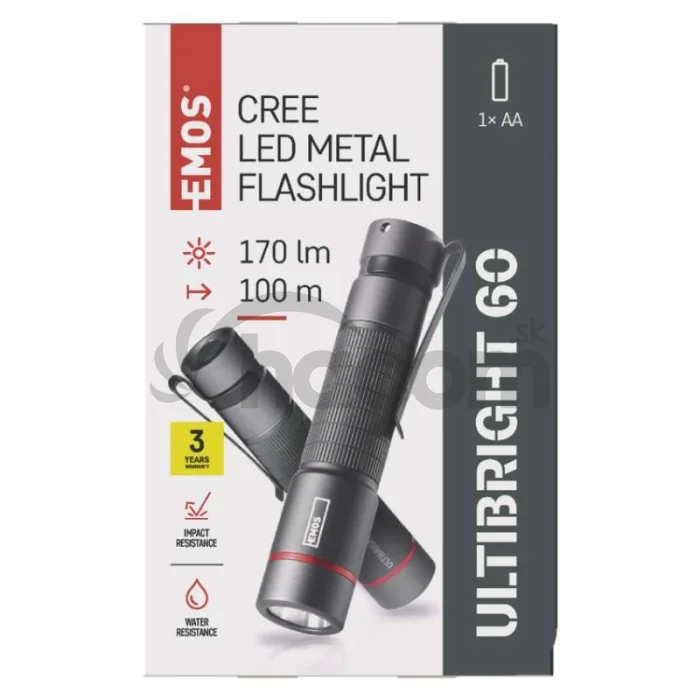 CREE LED kovové svietidlo Ultibright 60, 170lm, 1xAA