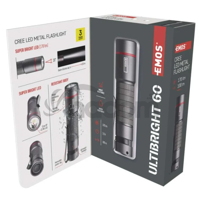 CREE LED kovové svietidlo Ultibright 60, 170lm, 1xAA