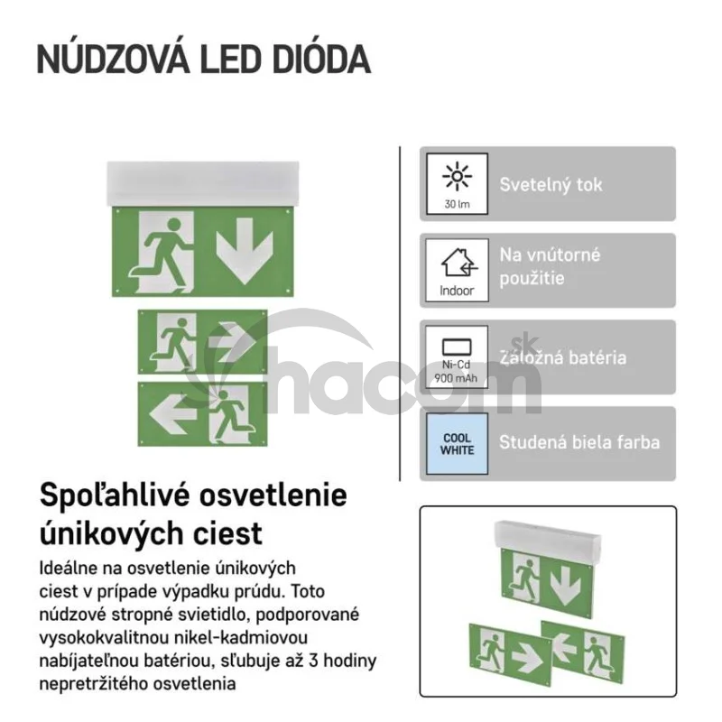 LED Núdzové svietidlo CESSI 3W 3H MT