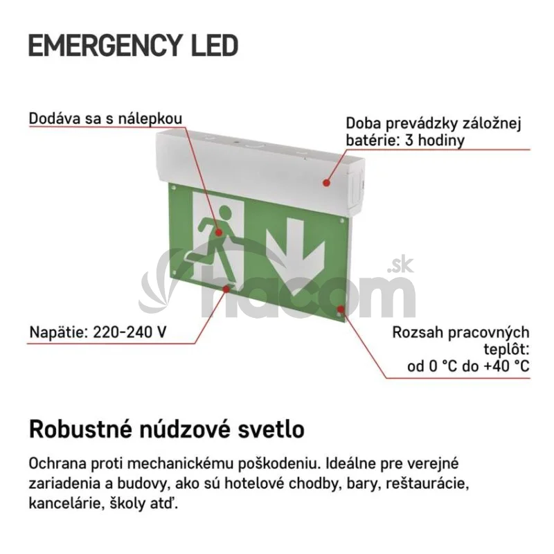 LED Núdzové svietidlo CESSI 3W 3H MT