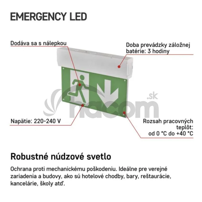 LED Núdzové svietidlo CESSI 3W 3H MT