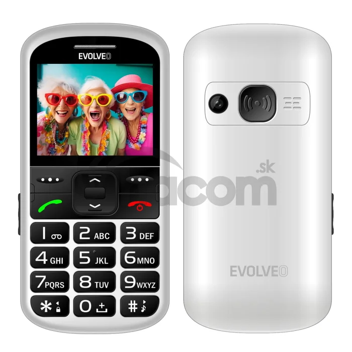 EVOLVEO EasyPhone XS, mobilný telefón pre seniorov, biely