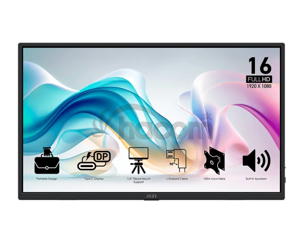 MSI Pro/MP165 E6/15,6"/IPS/FHD/60Hz/4ms/Čierna/3R