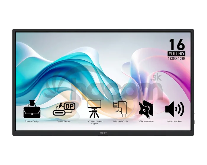 MSI Pro/MP165 E6/15,6"/IPS/FHD/60Hz/4ms/Čierna/3R