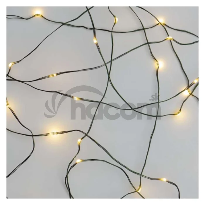 LED vianočná nano reťaz zelená, 7,5 m, vonkajšia aj vnútorná, teplá biela, časovač