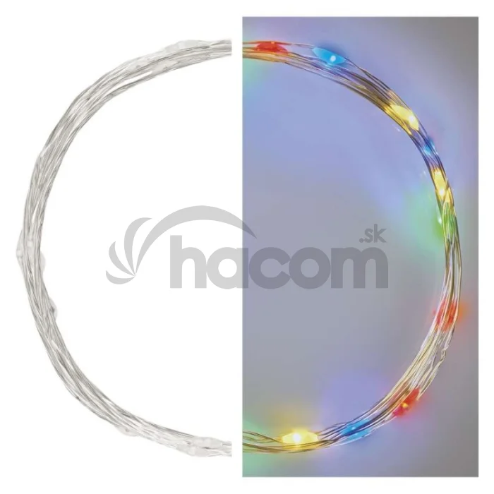 LED vianočná nano reťaz, 1,9 m, 2x AA, vnútorná, multicolor, časovač