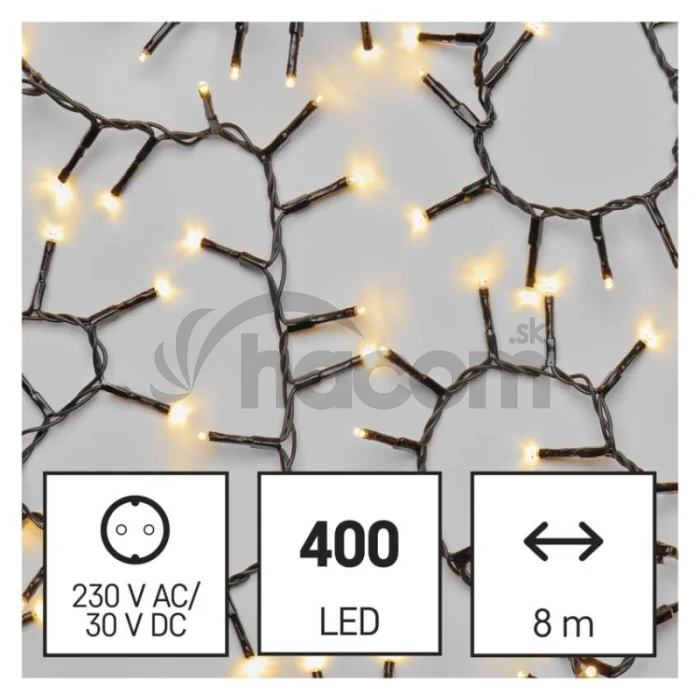 LED vianočná reťaz – ježko, 8 m, vonkajšia aj vnútorná, teplá biela, časovač