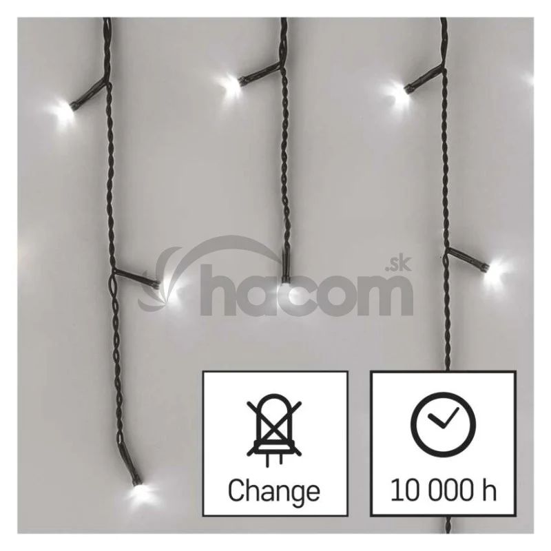 LED vianočné cencúle, 3,6 m, vonkajšie aj vnútorné, studená biela, programy