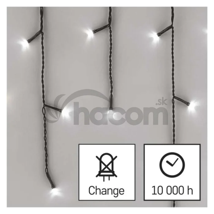 LED vianočné cencúle, 3,6 m, vonkajšie aj vnútorné, studená biela, programy