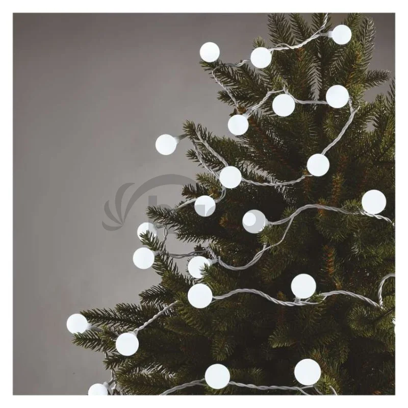 LED svet. cherry reťaz – guličky 2,5cm, 4 m, vonkajšia aj vnútorná, studená biela, časovač
