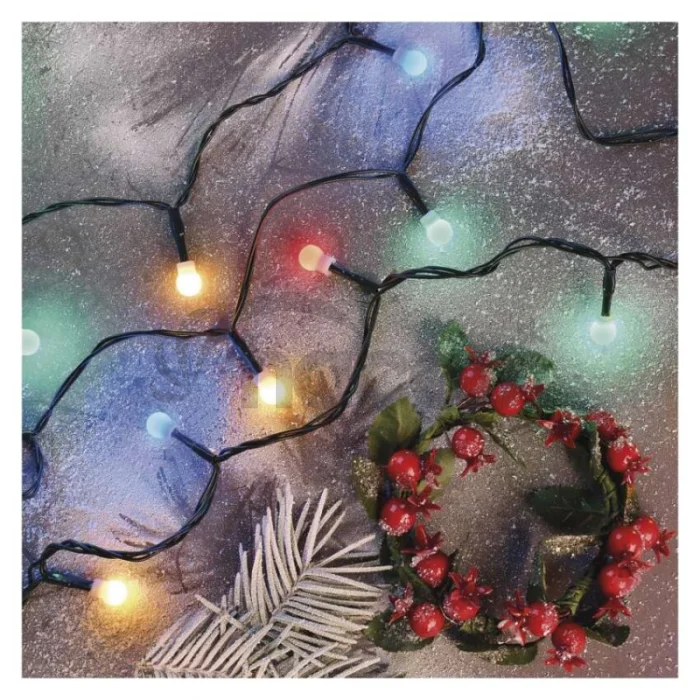 LED vianočná cherry reťaz – guličky, 48 m, vonk. aj vnútor., multicolor, programy, časovač