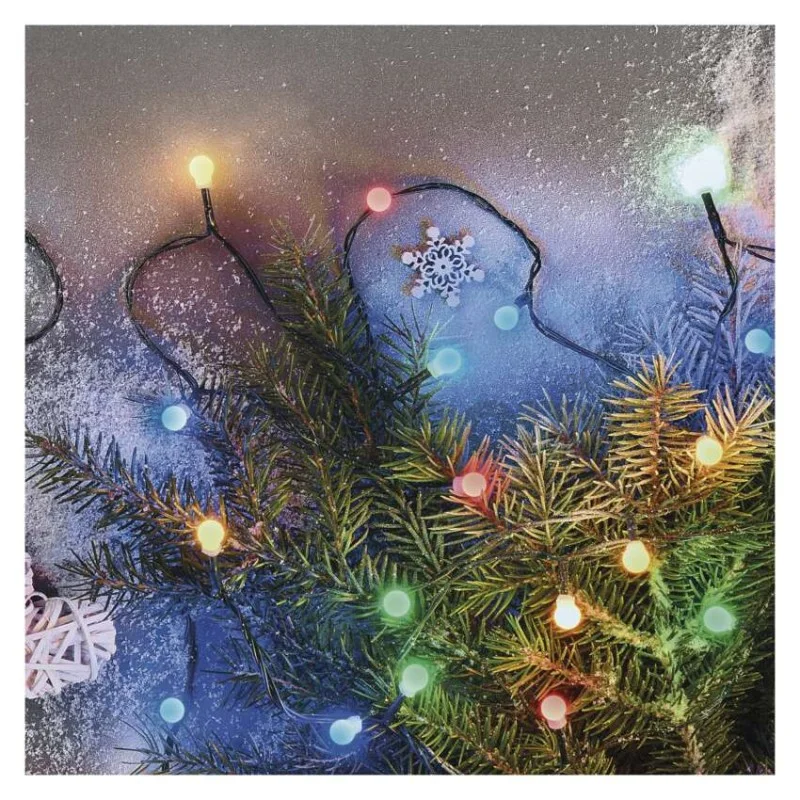 LED vianočná cherry reťaz – guličky, 8 m, vonkajšia aj vnútorná, multicolor, programy