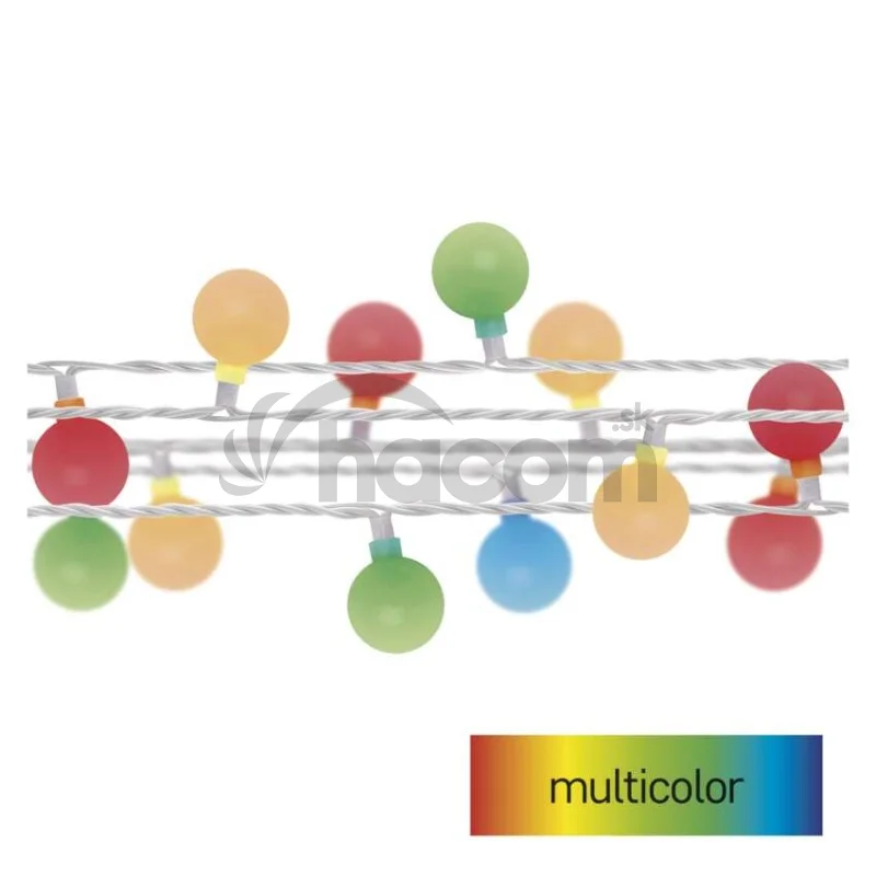 LED svetelná cherry reťaz – guličky 2,5cm, 4m, vonkajšia aj vnútorná, multicolor, časovač