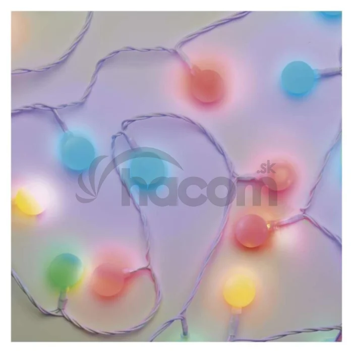 LED svetelná cherry reťaz – guličky 2,5cm, 4m, vonkajšia aj vnútorná, multicolor, časovač