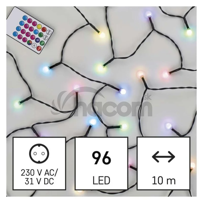 LED vianočná cherry reťaz – guličky, 10 m, RGB, ovládač, programy, časovač