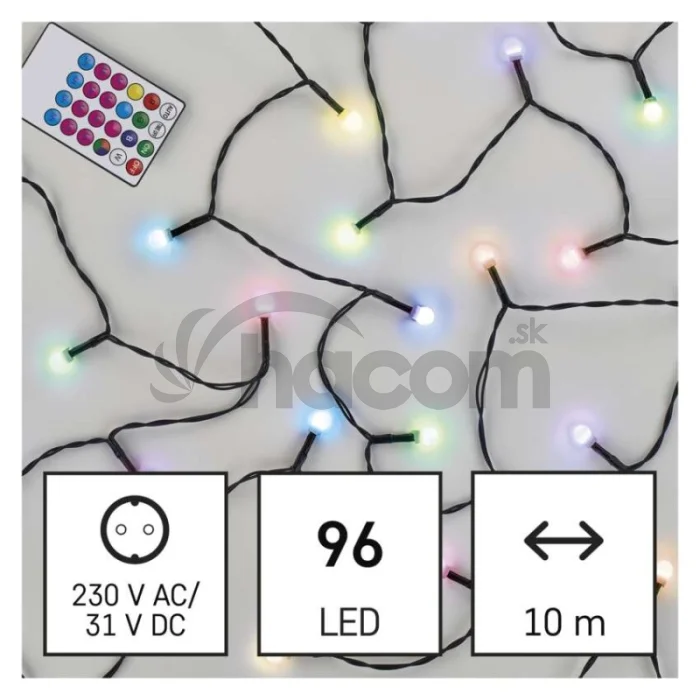 LED vianočná cherry reťaz – guličky, 10 m, RGB, ovládač, programy, časovač