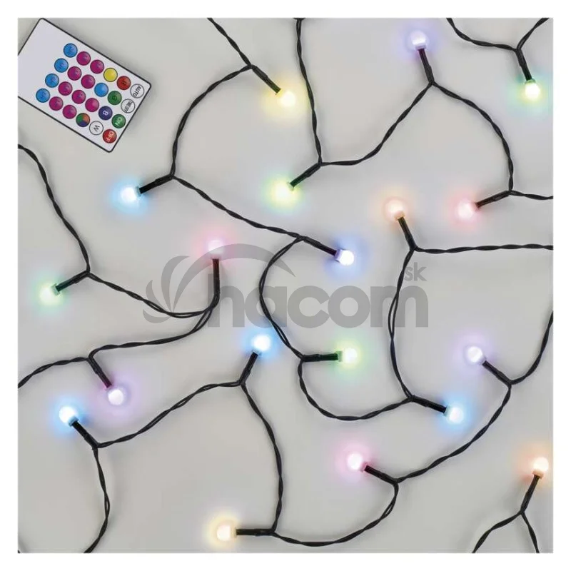 LED vianočná cherry reťaz – guličky, 10 m, RGB, ovládač, programy, časovač