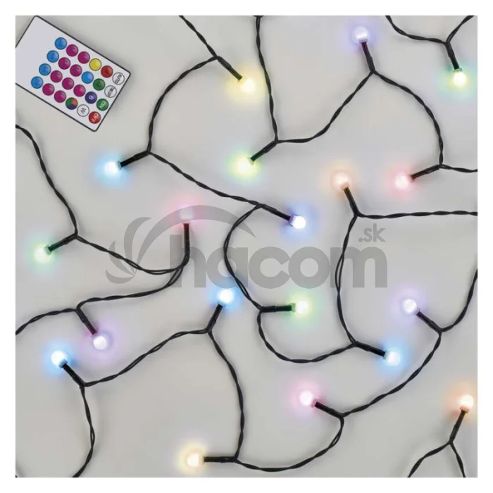 LED vianočná cherry reťaz – guličky, 10 m, RGB, ovládač, programy, časovač