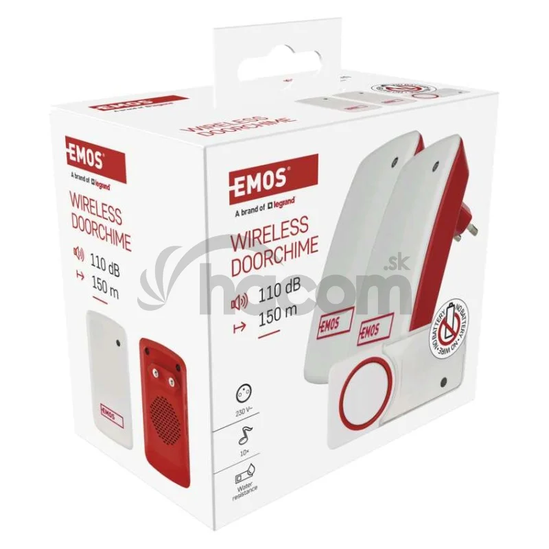 Domový bezdrôtový zvonček bez baterie P5750.2R do zásuvky