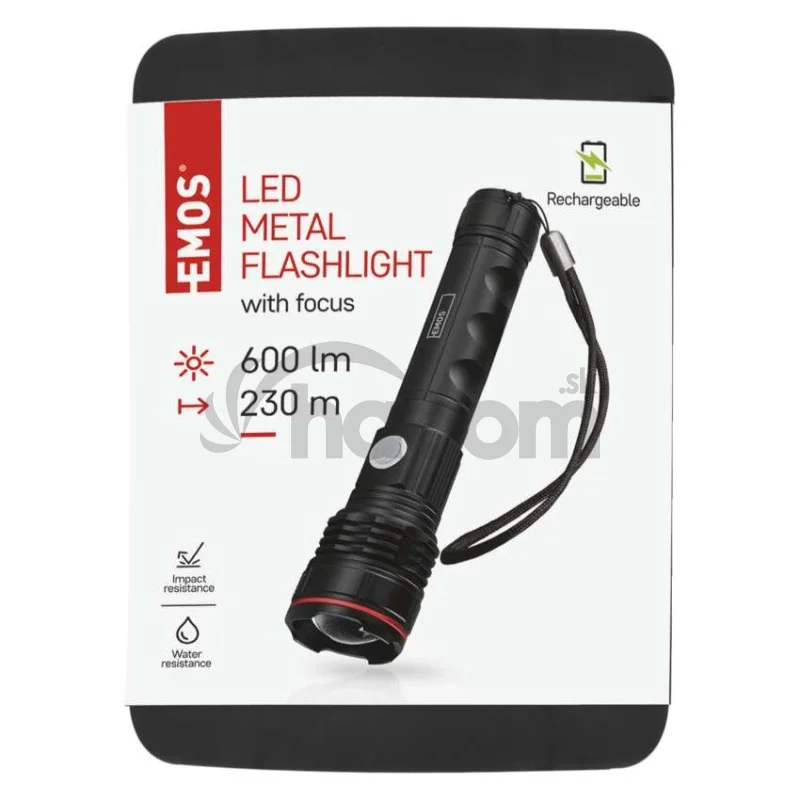 LED nabíjacie kovové svietidlo, 600 lm