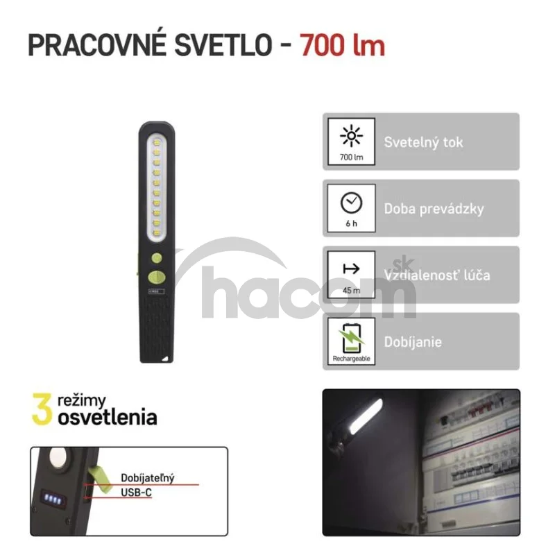 SMD LED + LED nabíj. svietidlo P4538, 700 lm, 1200 mAh
