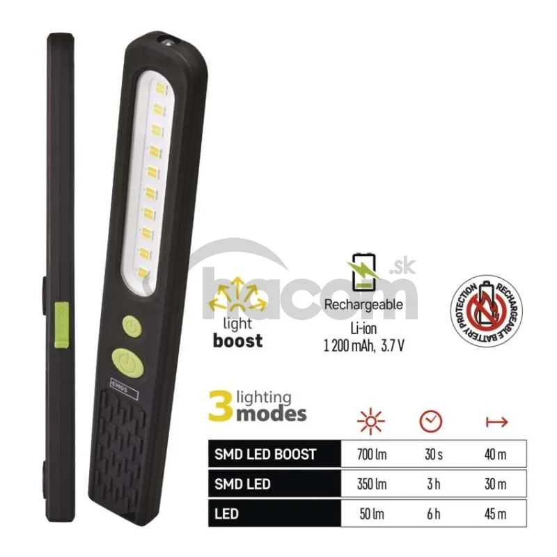 SMD LED + LED nabíj. svietidlo P4538, 700 lm, 1200 mAh