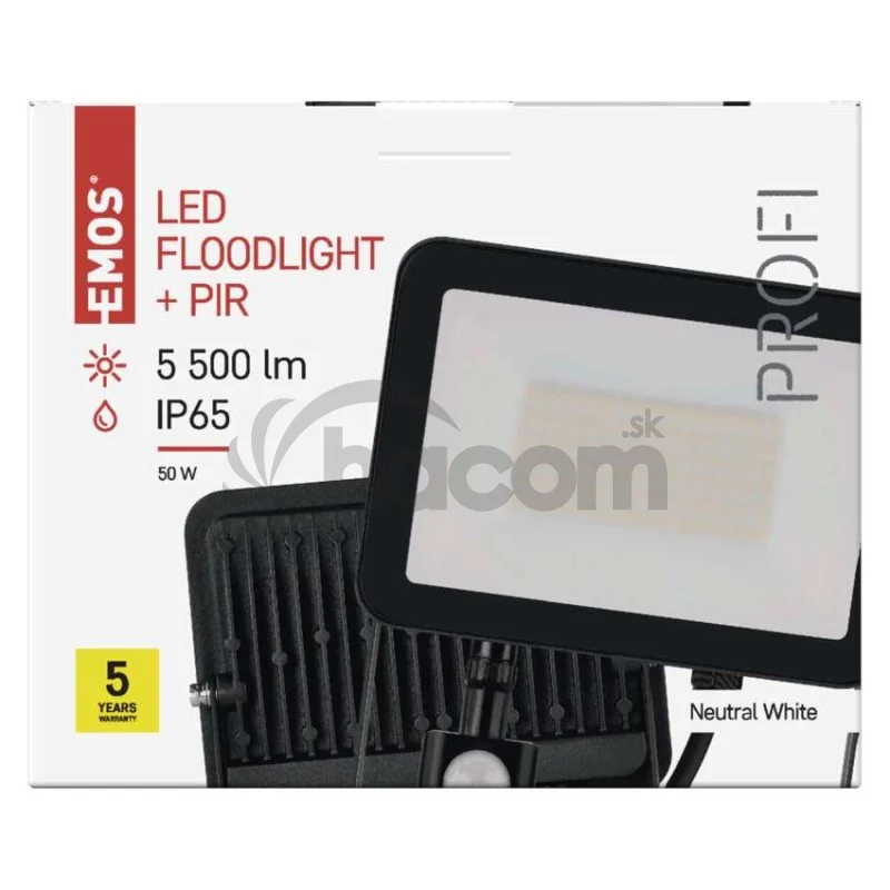 LED reflektor INOVO s pohybovým čidlom, 50W neutrálna biela