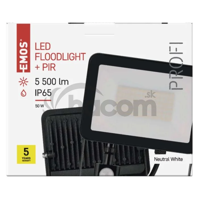 LED reflektor INOVO s pohybovým čidlom, 50W neutrálna biela