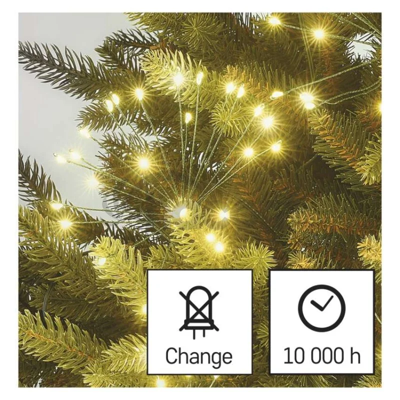 LED svetelná reťaz – svietiace trsy, nano, 5,2 m, vnútorná, teplá biela, časovač