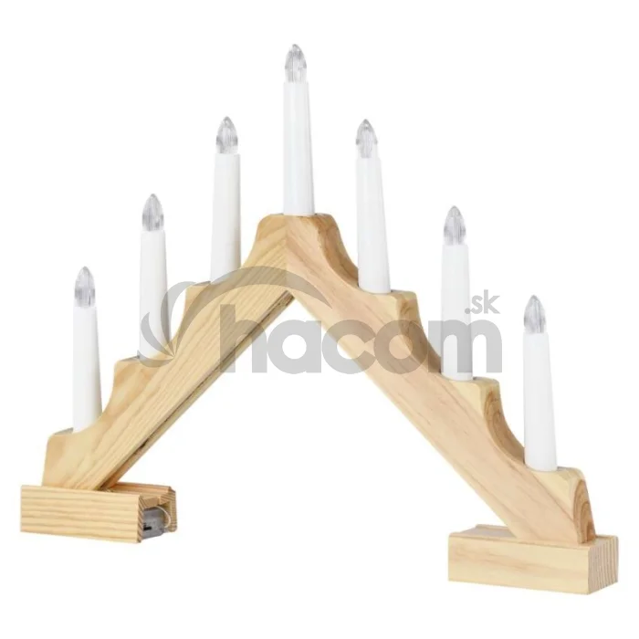 LED svietnik drevený, 29 cm, 2x AA, vnútorný, teplá biela, časovač